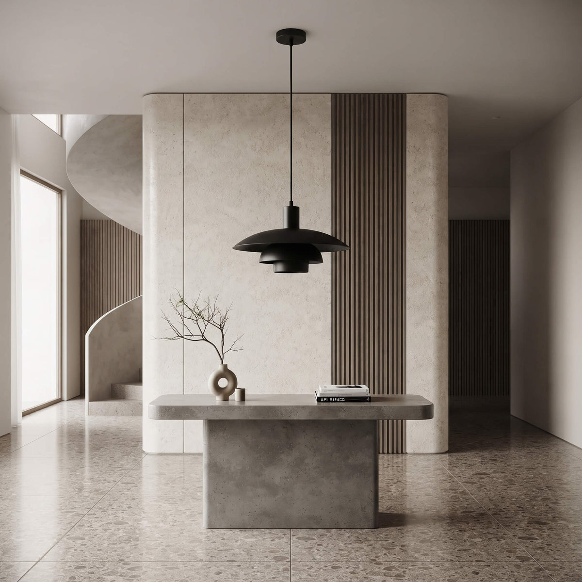 Scandi Pendant Light, Danish Design Ceiling Pendant for Dining Table and Kitchen, Minimalist Nordic Hanging Light, 30cm Black, Merazzia