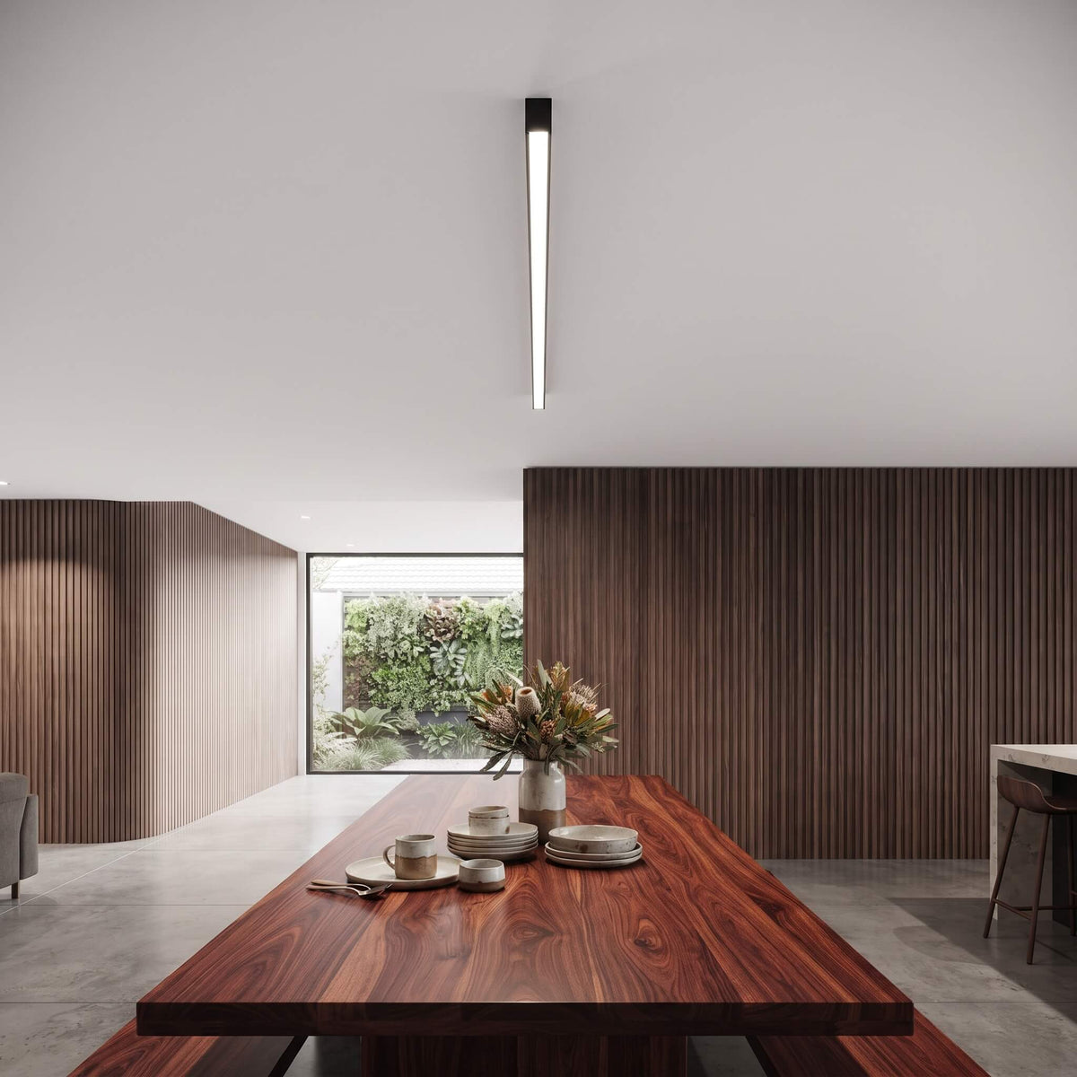 LED Ceiling Light Linear 60cm, Minimalist Flush Mount Ceiling Fixture for Hallway and Kitchen, Tri Colour Dimmable, Merazzia