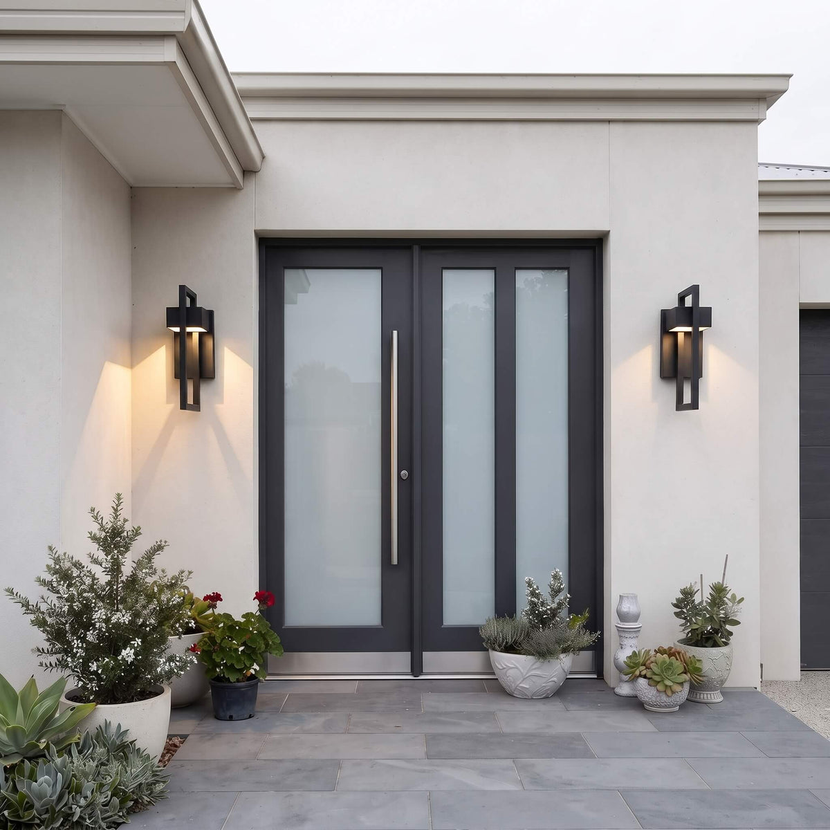 Outdoor Wall Light Modern, Waterproof Exterior Wall Sconce for Porch and Entryway, Hollow LED Garden Wall Lamp, Black, Merazzia