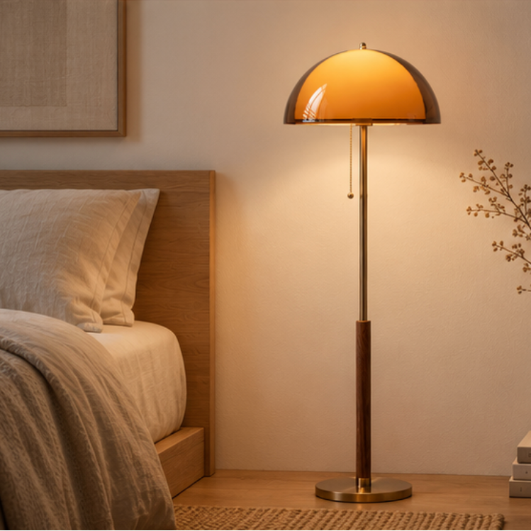 Mushroom Floor Lamp for Living Room Reading, Modern Dome Standing Lamp, Acrylic Shade, Weighted Base, Tall Designer Floor Light, Merazzia