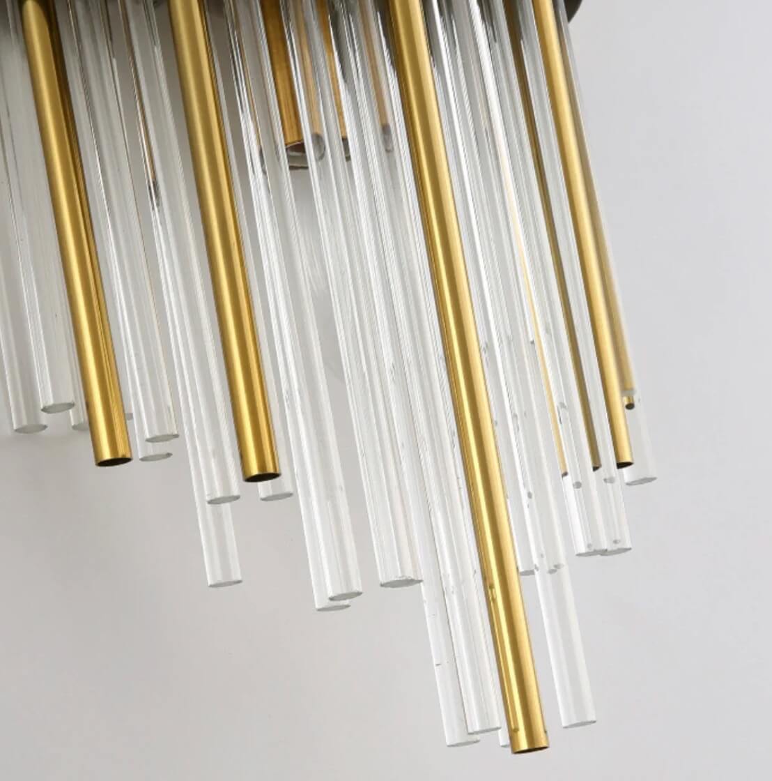 Brass Wall Light, Art Deco Glass Rod Wall Sconce for Hallway and Bedside, Brushed Brass Indoor Wall Lamp, E27 Bulb Base, Merazzia