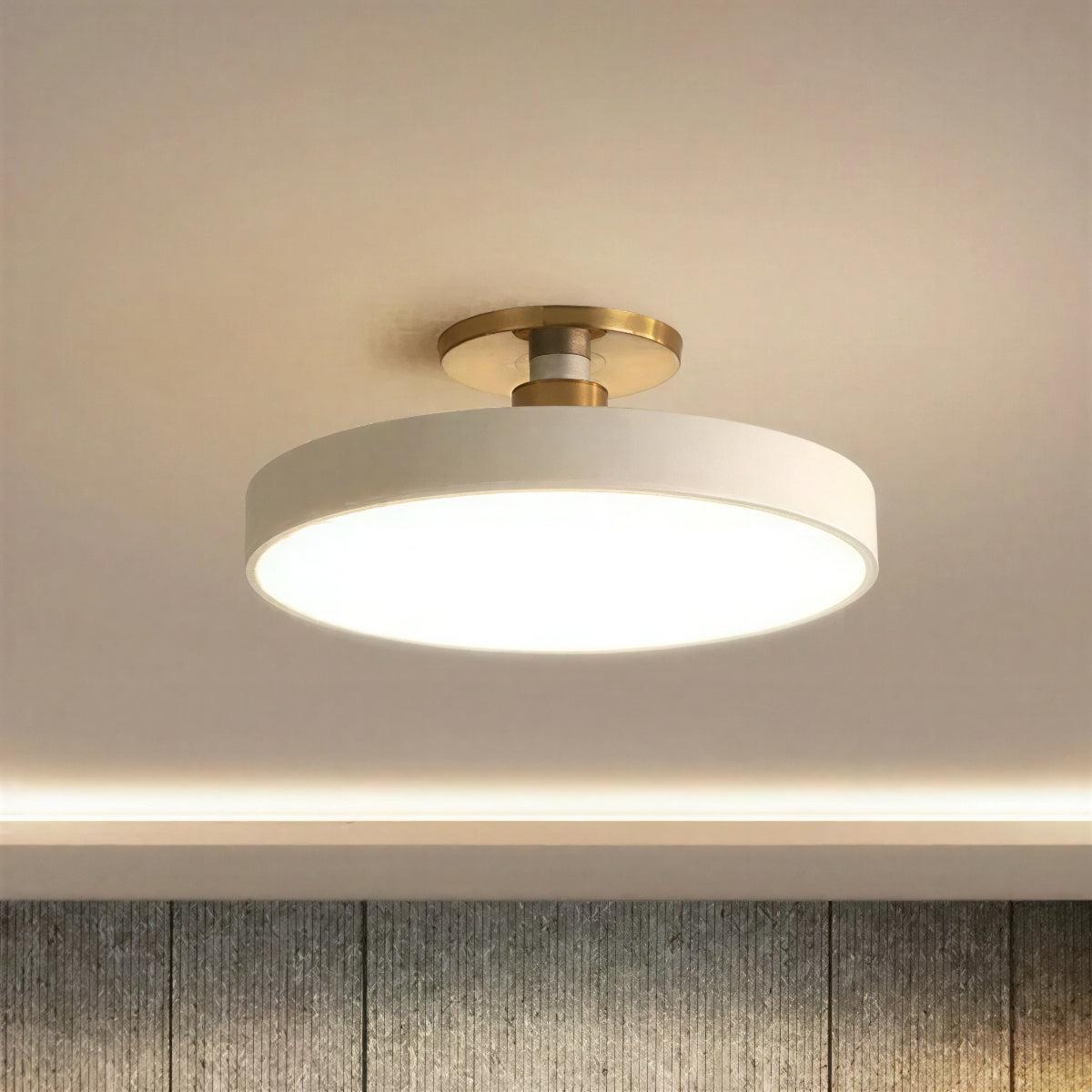 Round Ceiling Light Nordic, Semi Flush Mount Ceiling Fixture for Bedroom and Hallway, Minimalist Integrated LED Oyster Light, Merazzia