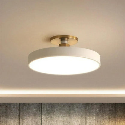 Round Ceiling Light Nordic, Semi Flush Mount Ceiling Fixture for Bedroom and Hallway, Minimalist Integrated LED Oyster Light, Merazzia