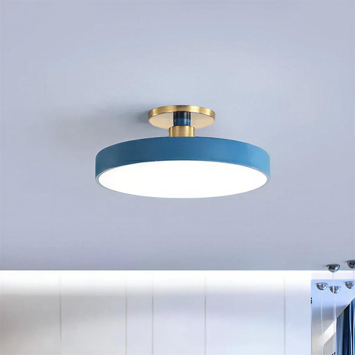 Round Ceiling Light Nordic, Semi Flush Mount Ceiling Fixture for Bedroom and Hallway, Minimalist Integrated LED Oyster Light, Merazzia