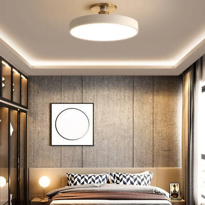 Round Ceiling Light Nordic, Semi Flush Mount Ceiling Fixture for Bedroom and Hallway, Minimalist Integrated LED Oyster Light, Merazzia