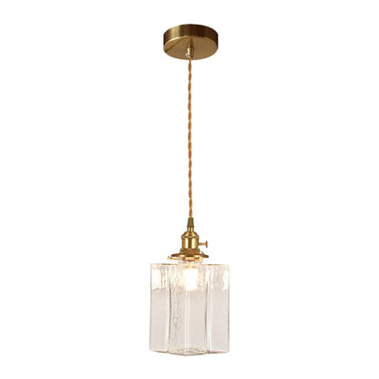 Glass Pendant Light Vintage, Hammered Water Glass Ceiling Pendant for Kitchen Island and Dining, Brass Dimmable E27 Fitting, Merazzia