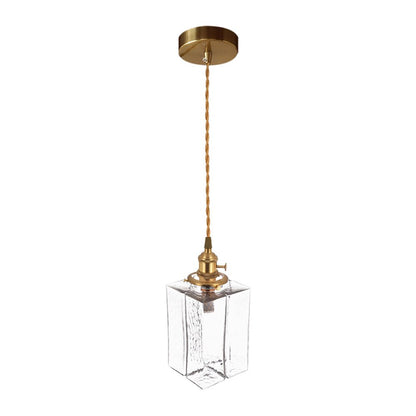 Glass Pendant Light Vintage, Hammered Water Glass Ceiling Pendant for Kitchen Island and Dining, Brass Dimmable E27 Fitting, Merazzia