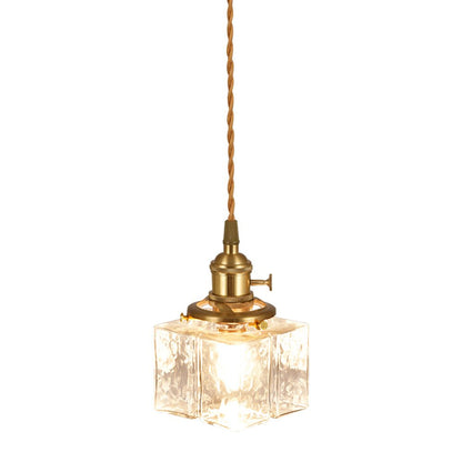 Glass Pendant Light Vintage, Hammered Water Glass Ceiling Pendant for Kitchen Island and Dining, Brass Dimmable E27 Fitting, Merazzia
