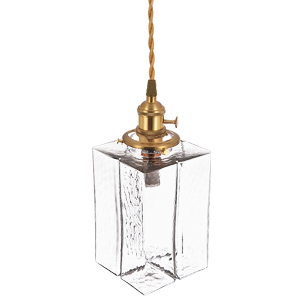 Glass Pendant Light Vintage, Hammered Water Glass Ceiling Pendant for Kitchen Island and Dining, Brass Dimmable E27 Fitting, Merazzia