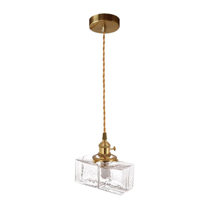 Glass Pendant Light Vintage, Hammered Water Glass Ceiling Pendant for Kitchen Island and Dining, Brass Dimmable E27 Fitting, Merazzia