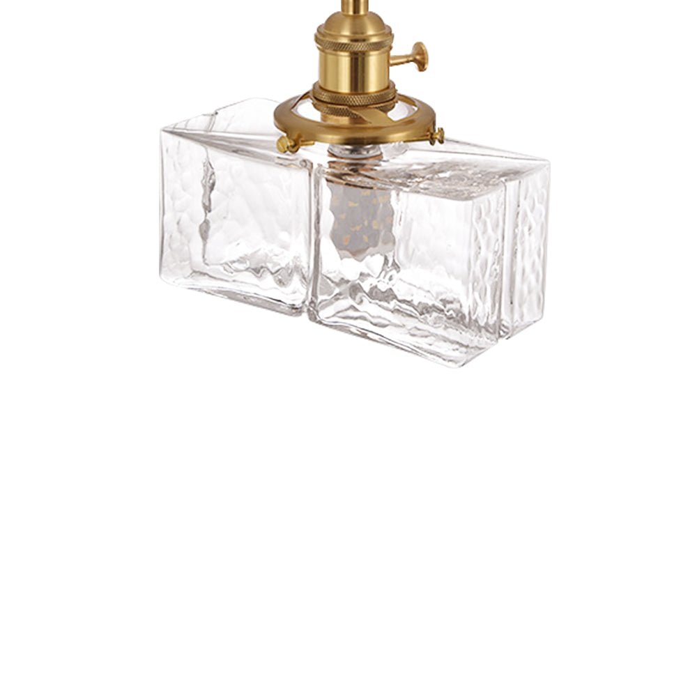 Glass Pendant Light Vintage, Hammered Water Glass Ceiling Pendant for Kitchen Island and Dining, Brass Dimmable E27 Fitting, Merazzia