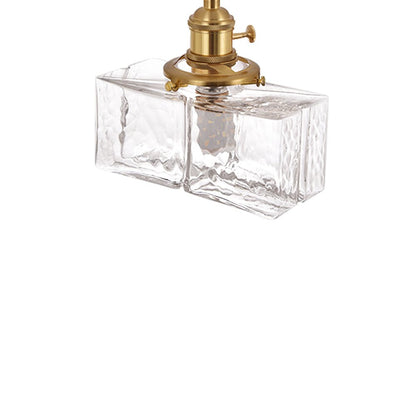 Glass Pendant Light Vintage, Hammered Water Glass Ceiling Pendant for Kitchen Island and Dining, Brass Dimmable E27 Fitting, Merazzia